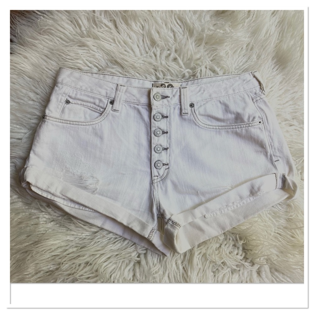 Free People Romeo Rolled Cuff Cut Off Mid Rise Jean Shorts White Size 29